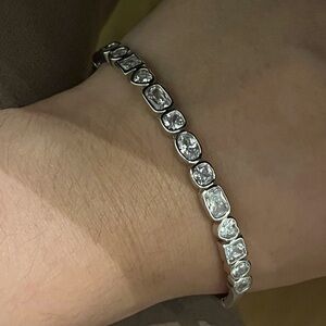 New bezel set cubic zirconia bangle bracelet